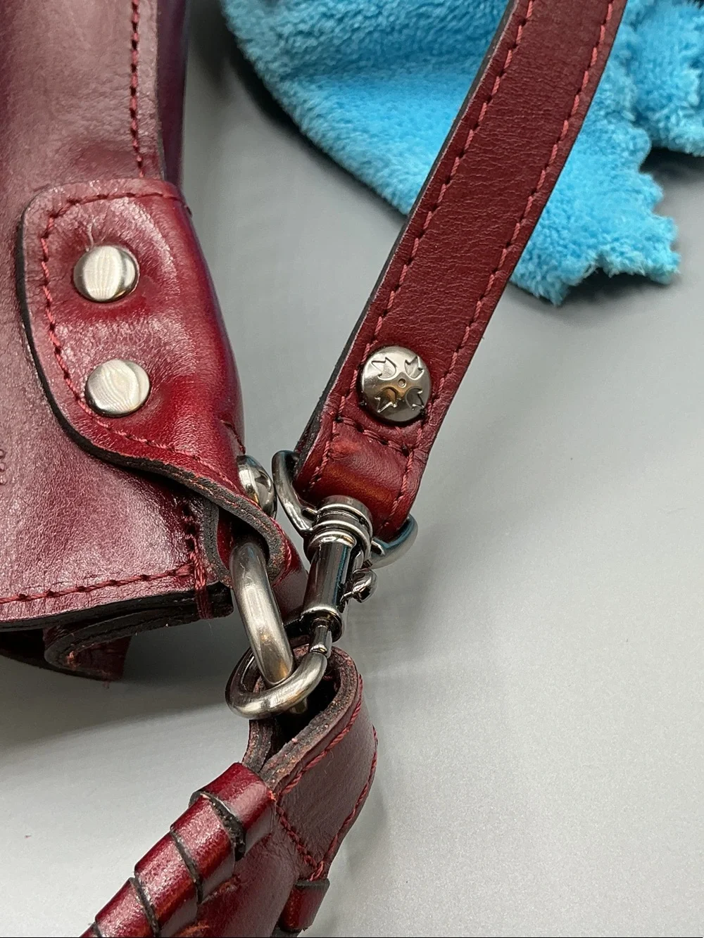 Patricia Nash Womens Bag Otavia Leather Bucket Crossbody Wine & Metallic Western
